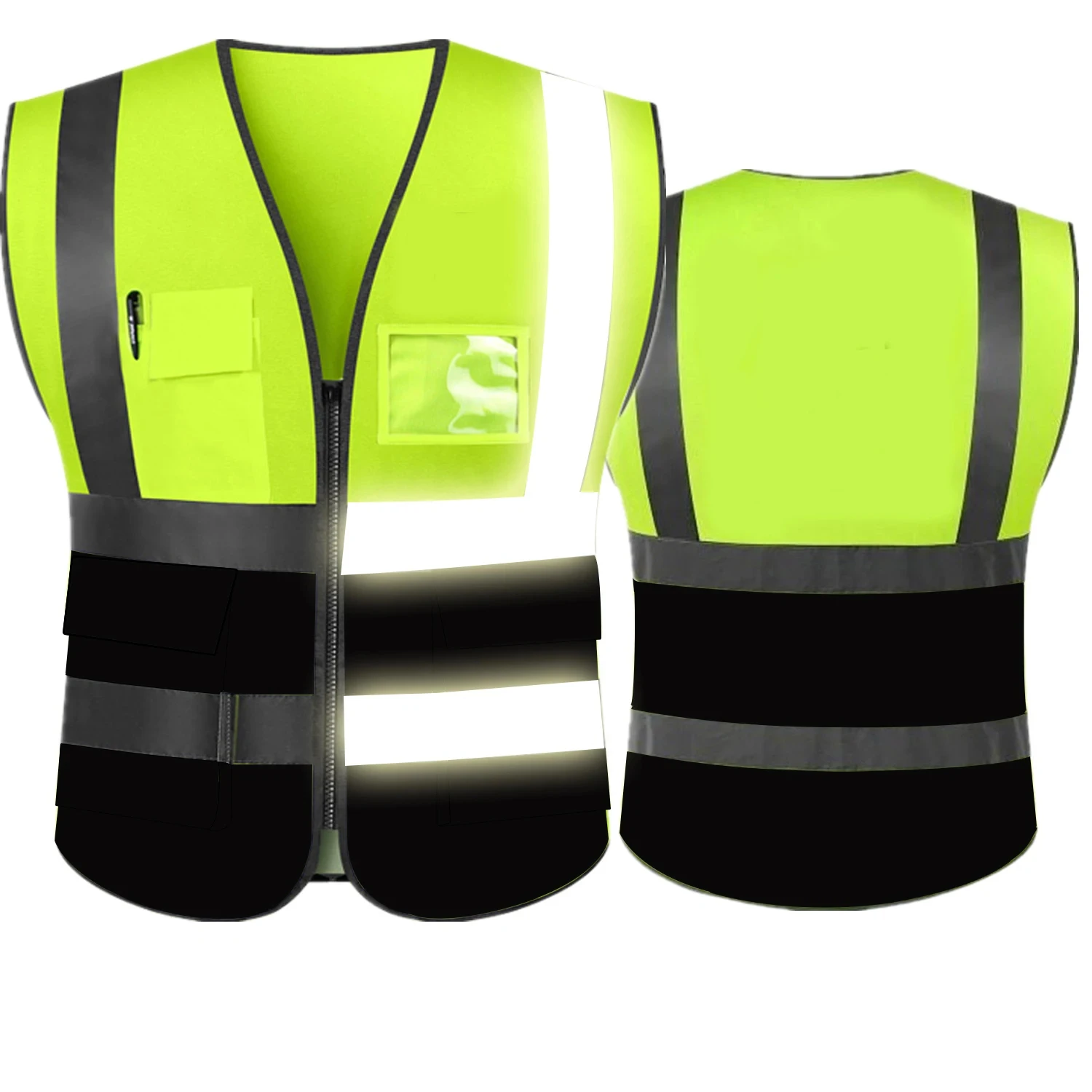 

Hi Visibility Reflective Safety Vest With Reflective Strips and 5 Pockets Construction Work Uniform Vest ANSI Class 2 Standard