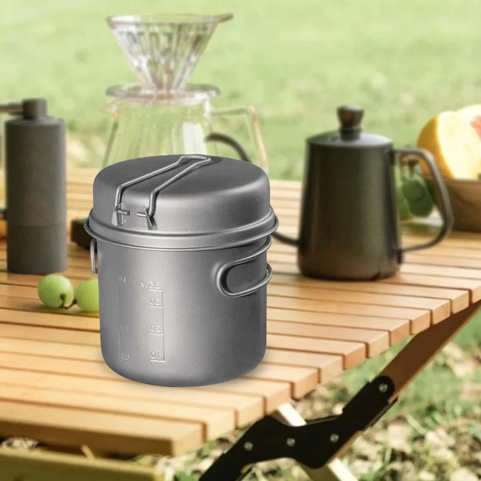 Titanium 1400ml Pot Travel Non Stick BBQ Lightweight Outdoor Cooking Pot