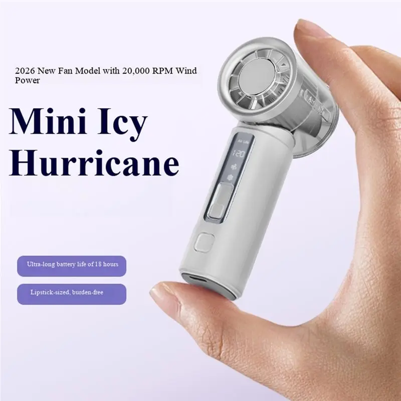 BABZ Portable Handheld Fan, Rechargeable Mini Fan 3000mAh, High Speed Cooling 120 Wind Speeds Adjustable, Foldable Air Cooler