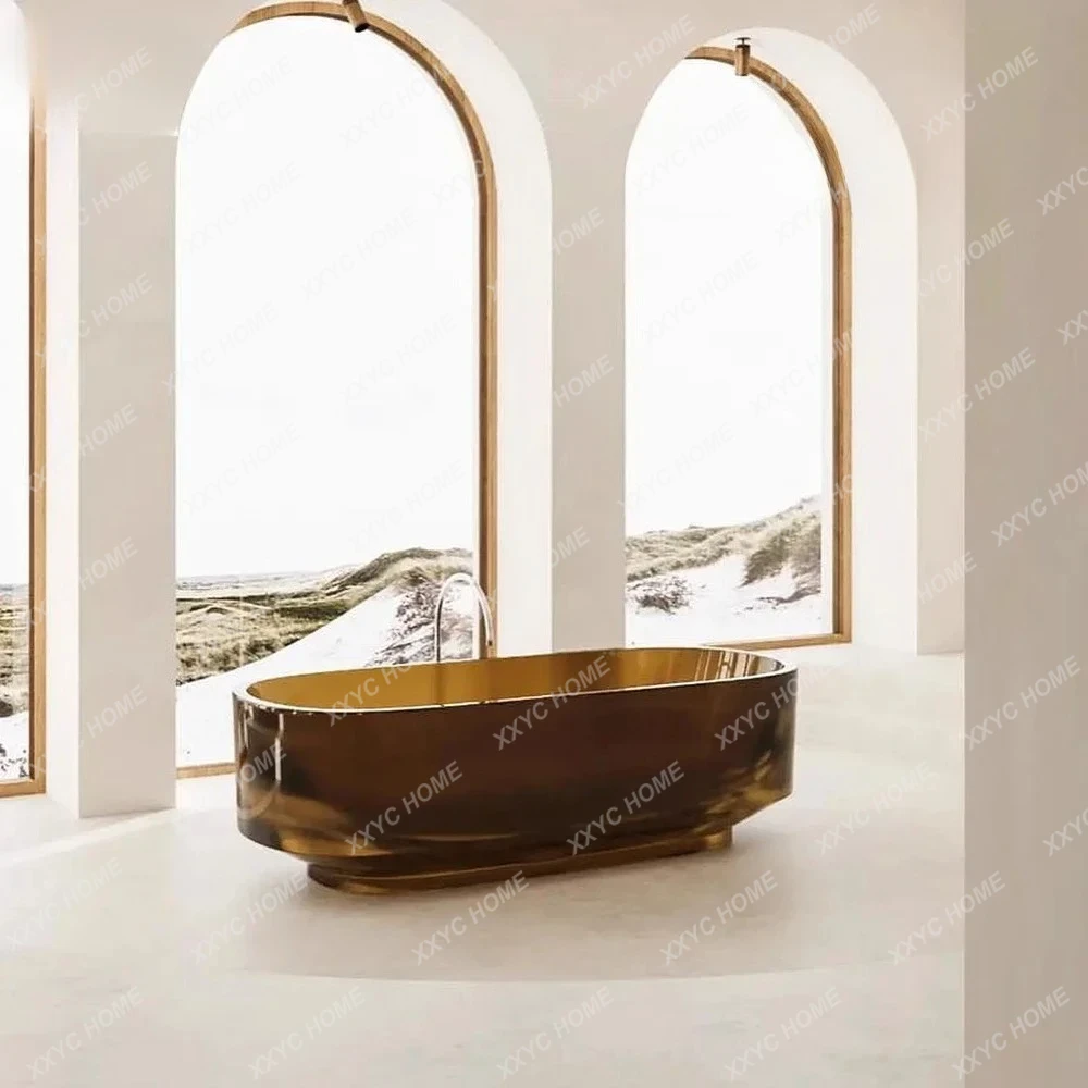 Amber Transparent Resin Detached Hotel Villa Clubhouse Double Adult Bath Tub
