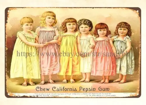 Chew California Pepsin Gum metal tin sign office bar interior design sign