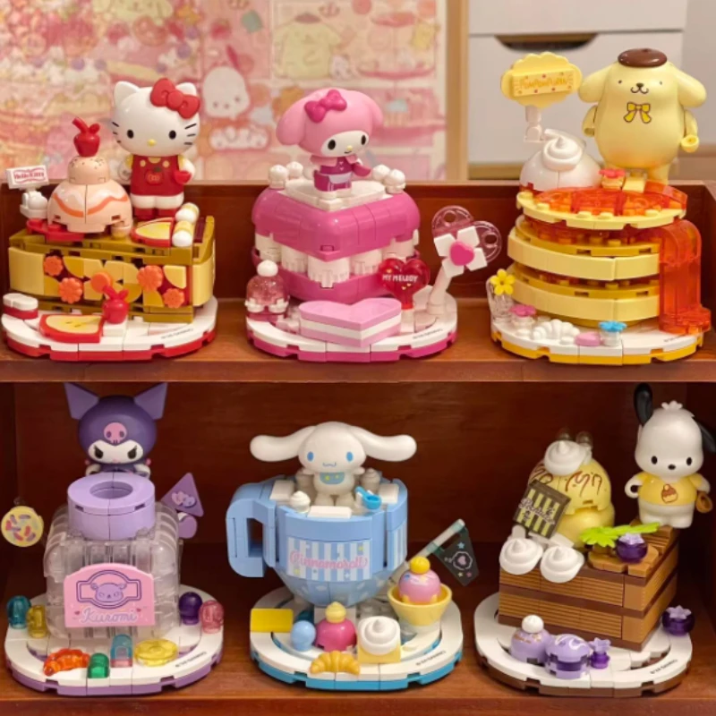 

Строительные блоки Keeppley Sanrio Kuromi Gourmet Party, серия мультфильмов, сборная модель, украшение, детские игрушки, подарок на день рождения для девочек