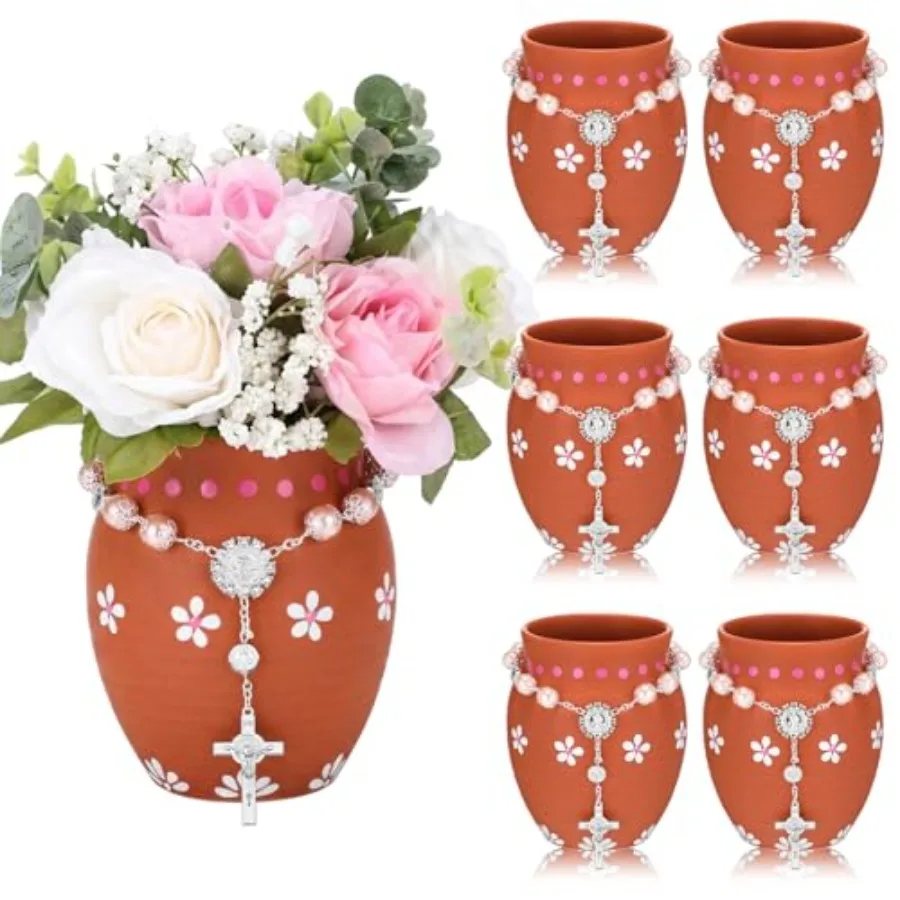 

6 наборов церемониальных украшений для стола на Крестины и Первое Причастие, 20 унций, мексиканские керамические вазы Cantaritos De Barro