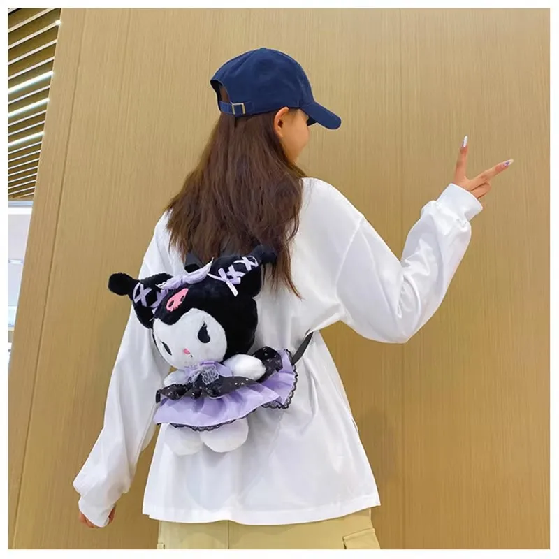 Sanrio Kuromi Plush Doll Backpack Cute Cartoon My Melody Portable Coin Purse Soft Plush Knapsack Toys Girl&Child Holiday Gifts