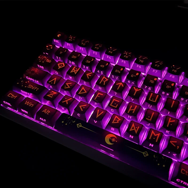 Night sky fantasy mechanical keyboard keycaps OEM height side light transmission pbt thermal sublimation