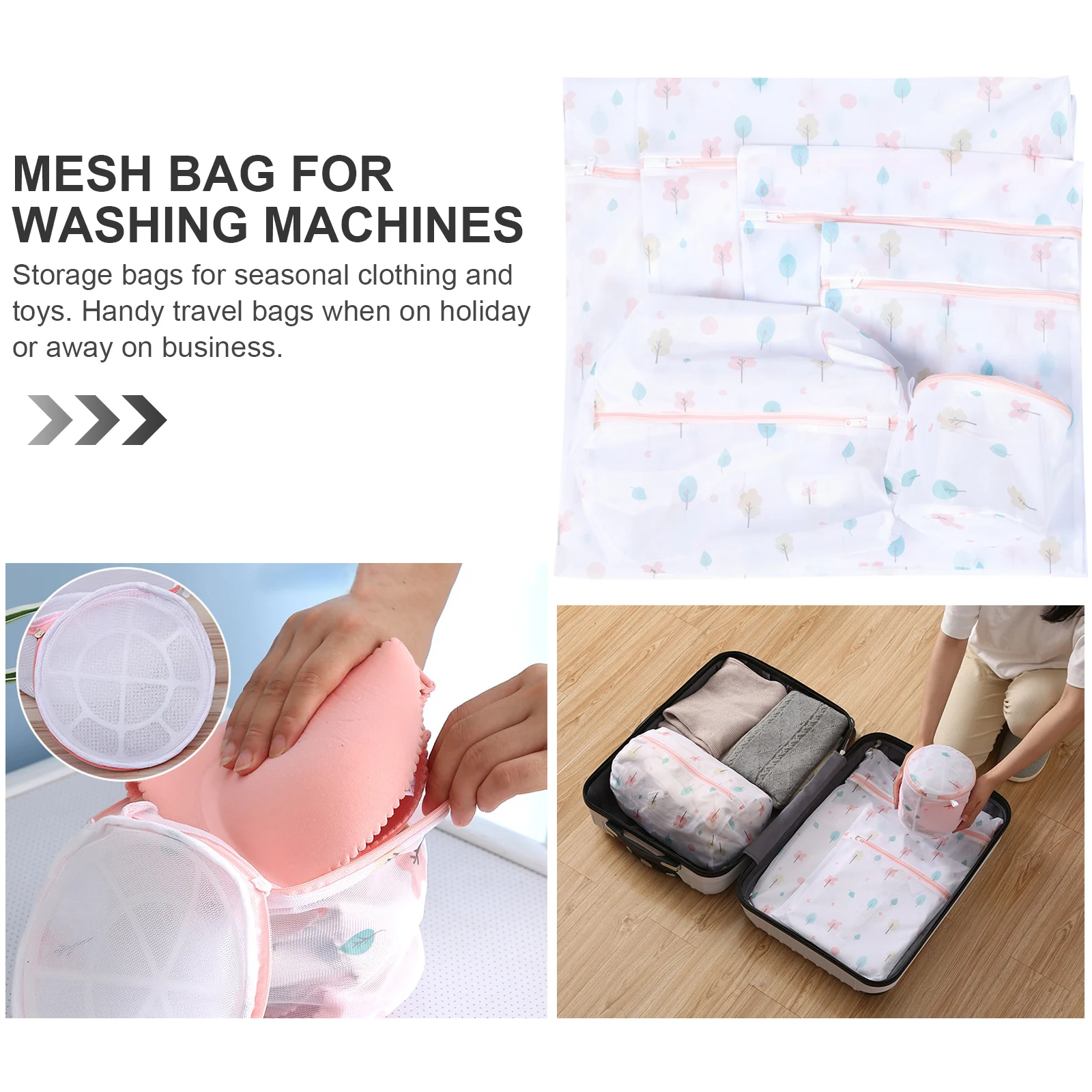 

7Pcs Washing Machine Laundry Bags Mesh Fine Mesh Breathable Storage Bags Travel Organizer for Delicates Bras Underwear Zipper