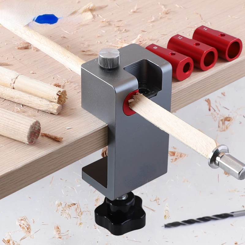 Auxiliary tool for making wooden tenons for solid wood carts with round wooden sticks, electric drill chucks,  and wooden tenons