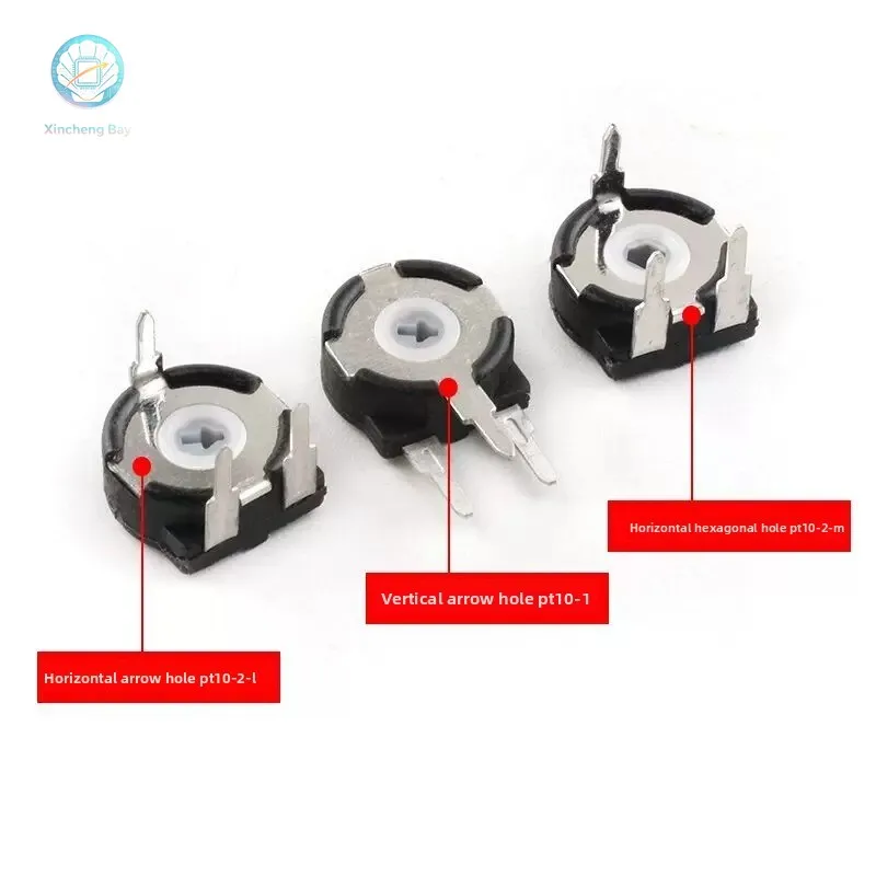 10pcs/lot Spanish Potentiometer PT10-2-L/M/L2.5 (Arrow Hole/Hexagonal Hole, Vertical/Horizontal Mount) 500R/1K/2K/3K/50K/100K/1M