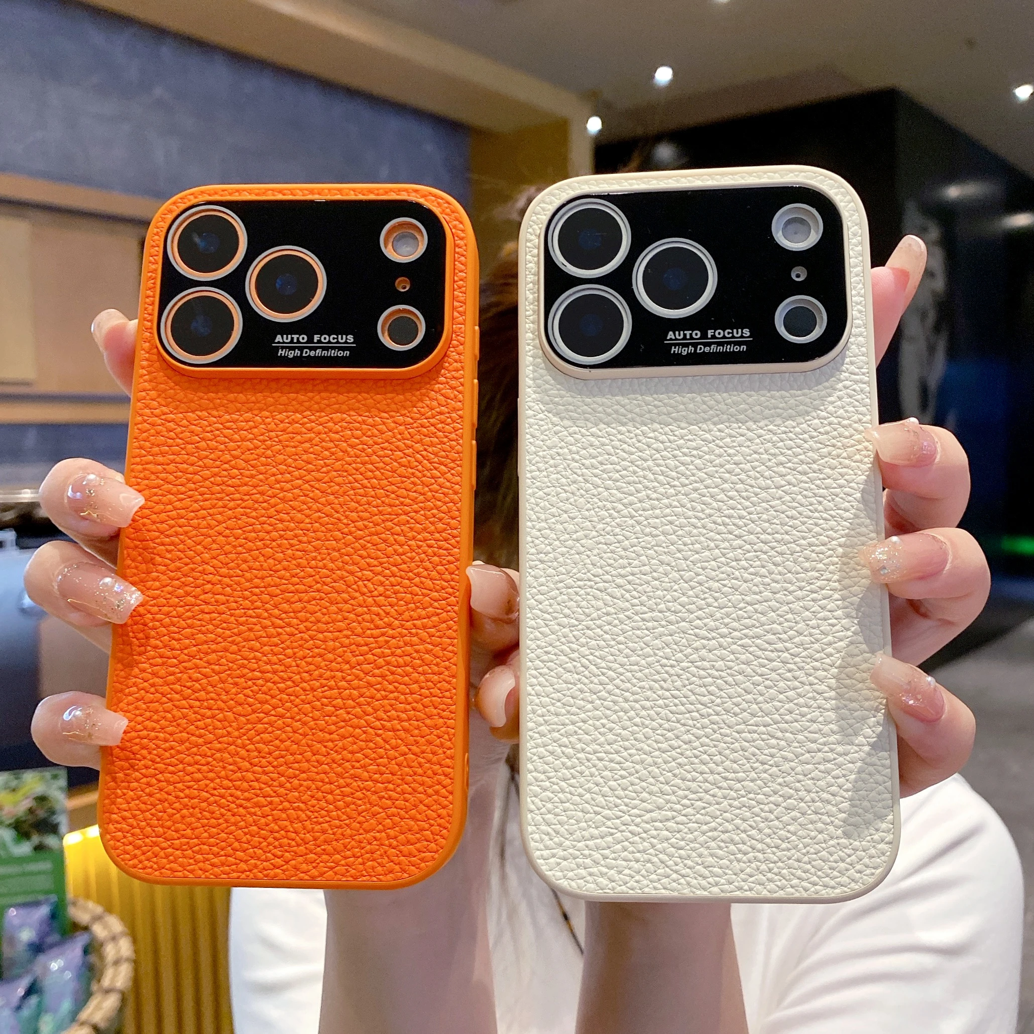 

Чехол из натуральной яловой кожи личи для iPhone 17 Pro, чехол для телефона премиум-класса с защитой от падения и защитой задней камеры