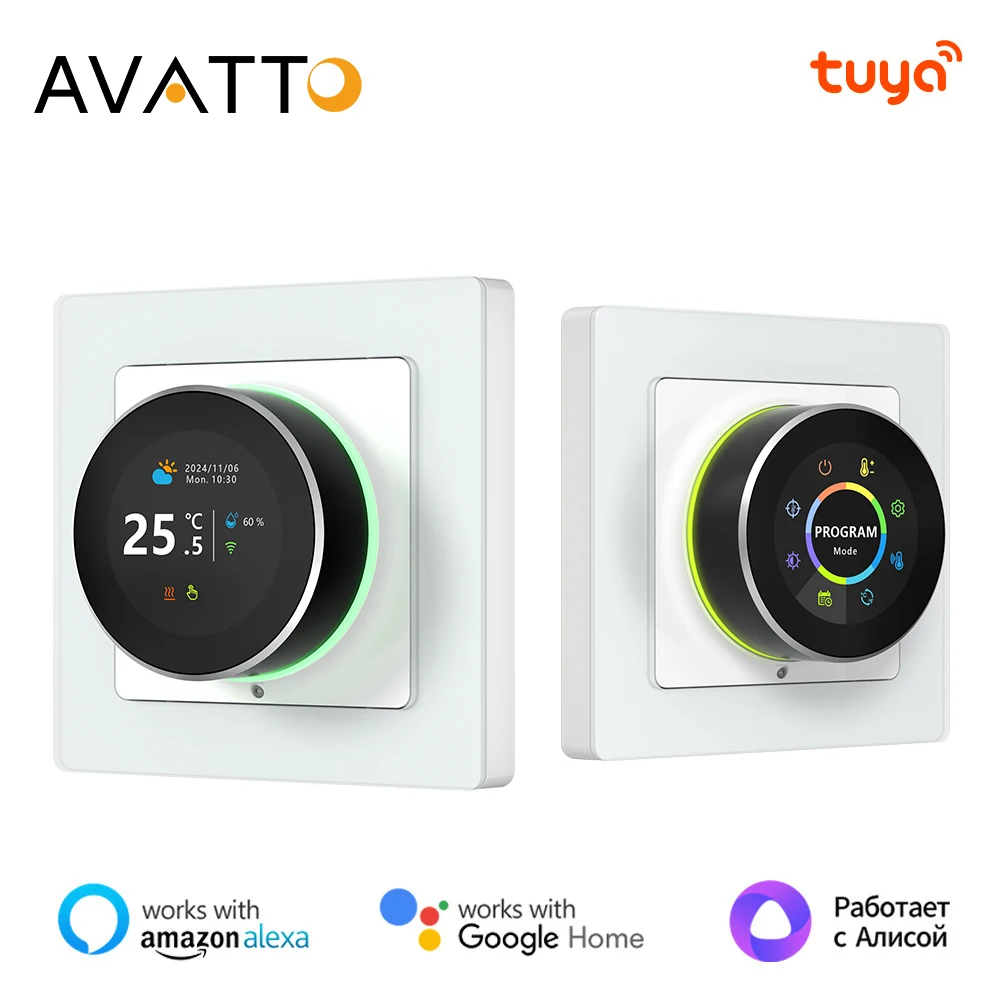 AVATTO Tuya WiFi Smart Knob Thermostat Temperature Controller For Water Gas Boiler Electric Heating Works With Alexa Google Home