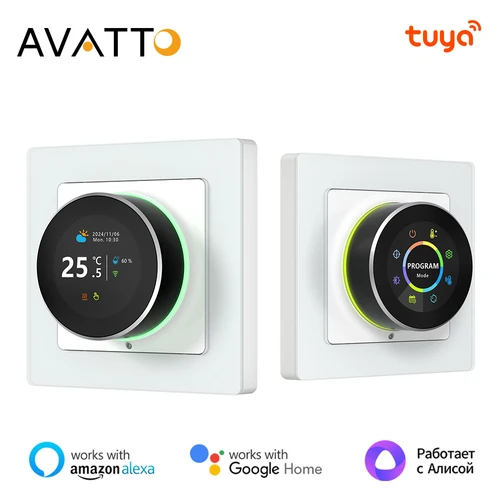 AVATTO Tuya WiFi perilla inteligente termostato controlador de temperatura para caldera de Gas de agua calefacción eléctrica funciona con Alexa Google Home