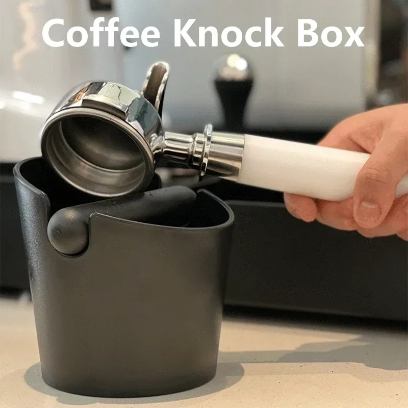 Shock-Absorbent Coffee Knock Box Anti-slip Espresso Oblique Mouth Dump Bucket for Coffee Grounds Bar Coffee Grind Waste Bin