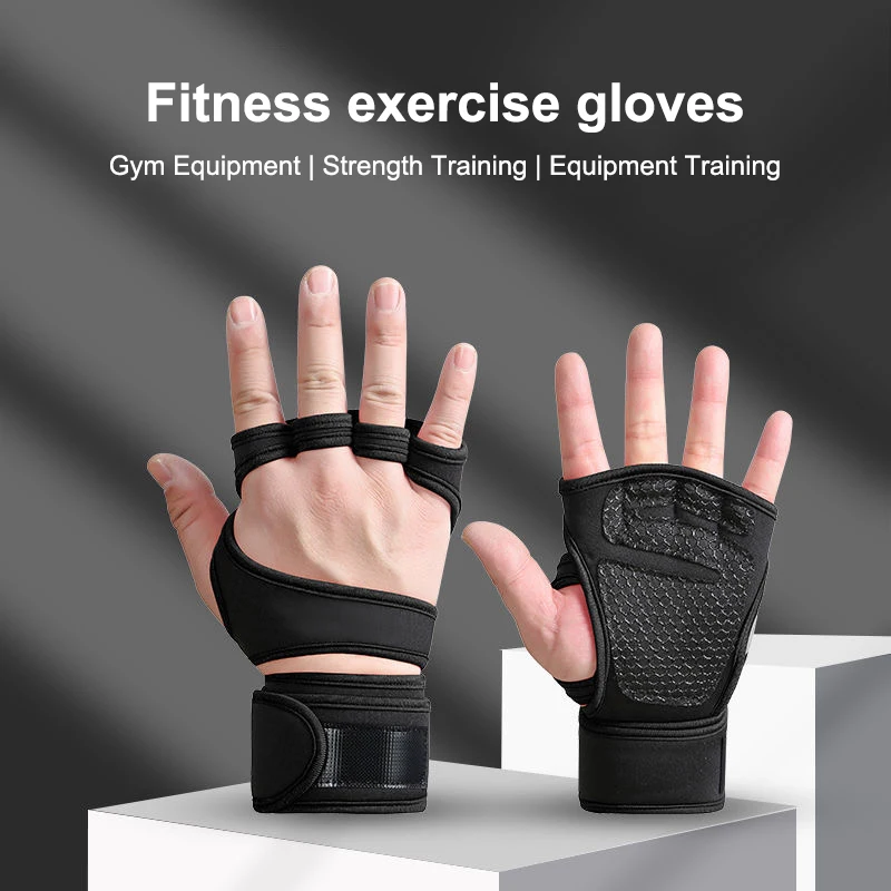 

1 Pair Weightlifting Training Gloves For Men Women Fitness Sports Body Building Gymnastics Gym Hand Wrist Palm Protector Gloves