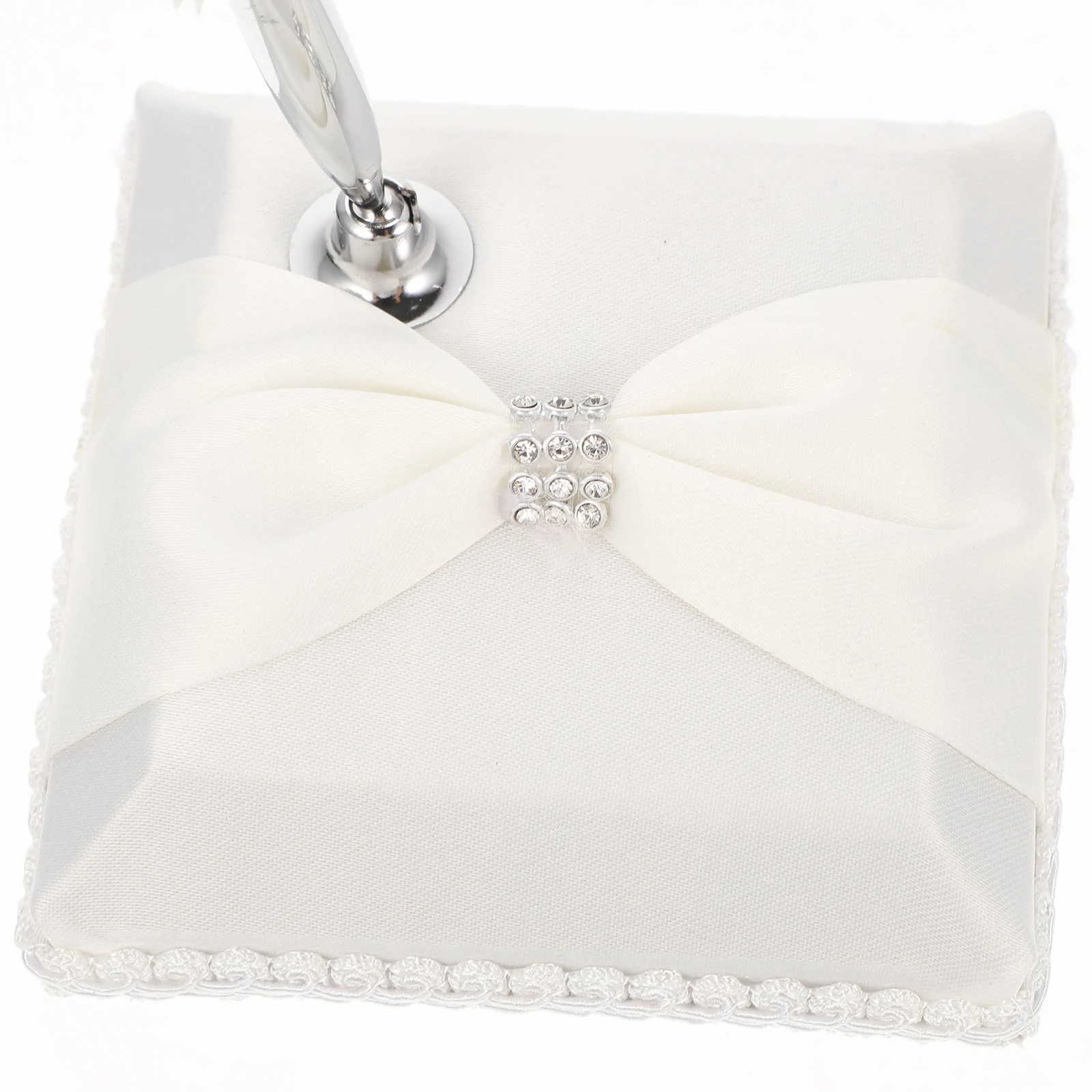 

Elegant Ostrich Wedding Signing White 25Cm Rhinestone Decor Guest Book Pen Bridal Ceremony Rotatable Design Metal Satin
