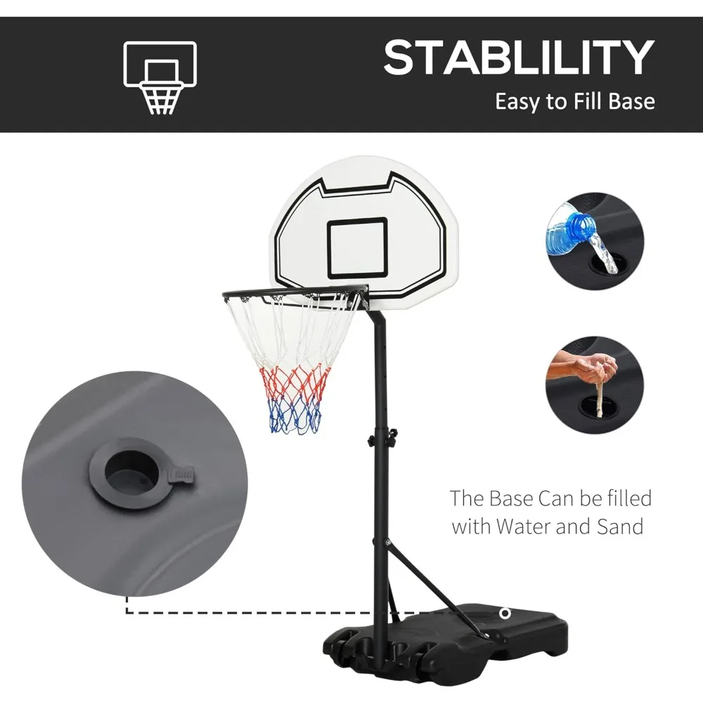حامل كرة السلة المحمول مع ارتفاع قابل للتعديل 3 × 4 بوصة، لوحة خلفية 30 بوصة للألعاب المائية الممتعة العائلية