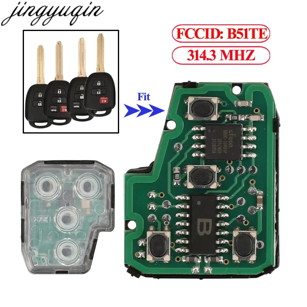 

Jingyuqin 4 кнопки дистанционный Автомобильный ключ Внутренний сердечник 314,3 МГц B51TE для Toyota Camry Prius 2012-2017 Corolla RAV4 автозапчасти