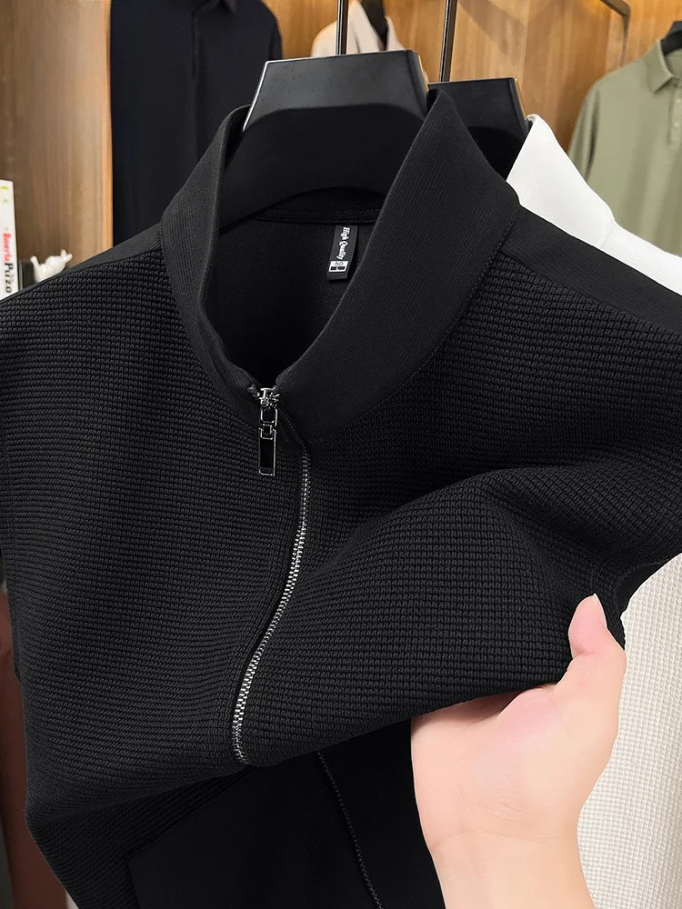 

Мужская толстовка-жилет на молнии, спортивная повседневная, с воротником-стойкой, кардиган, верхняя одежда, модная осенняя, для делового стиля, для джентльменов