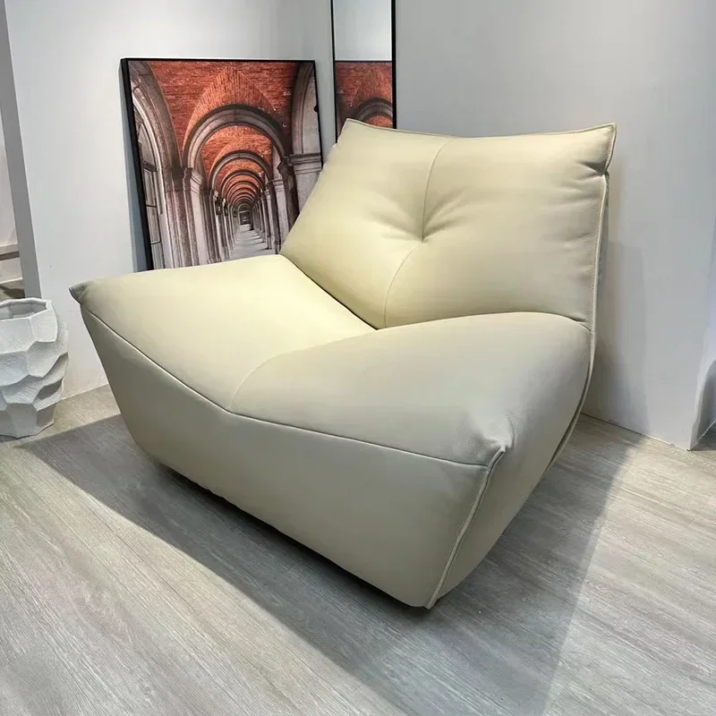 Single leisure chair, lazy chair, living room full leather first layer cowhide rotating big black cow matching new models