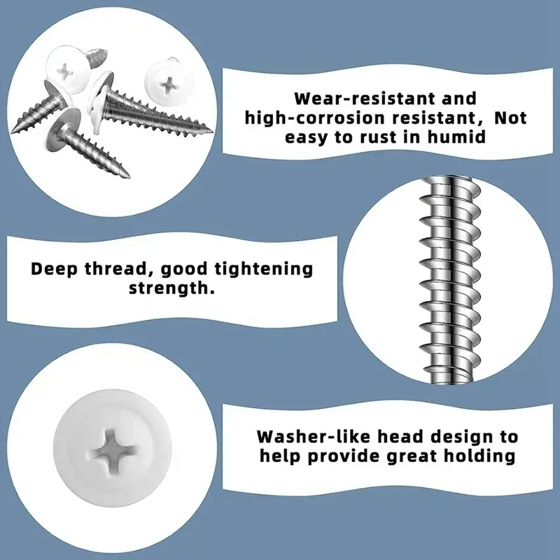 Phillips Pan Head Wood Cross Recessed Truss Self-tapping White Sheet Metal Thread Round Fast  Scre Pan for The Wall Screws Cover