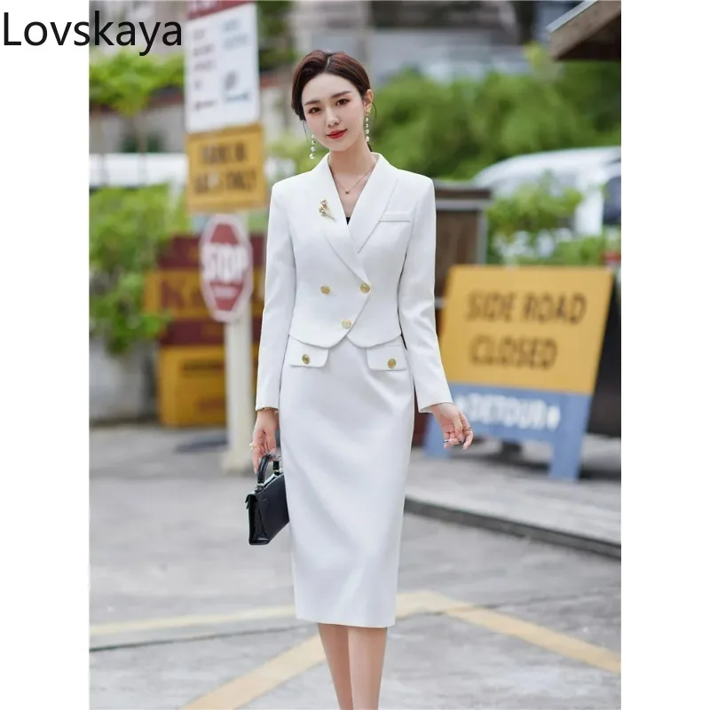 

New Profession Set Women Crop Top High Waist Pencil Skirts Korean Slim Chic 2 Piece Set Skirt Fits