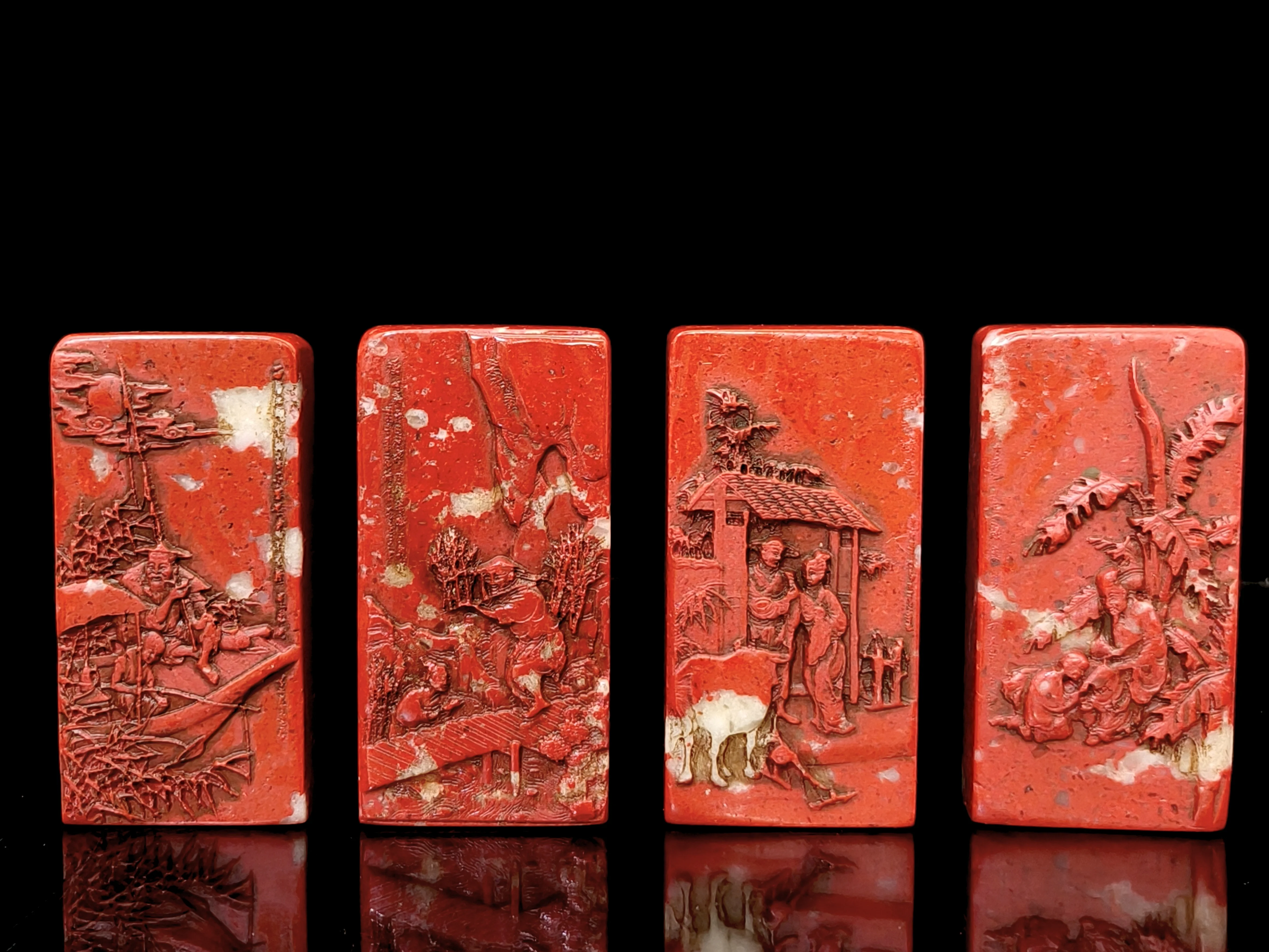 Rare Chicken Blood Stone Pendant, Farming & Reading Motif,Hand carved crafts,Decoration,collection,Free shipping