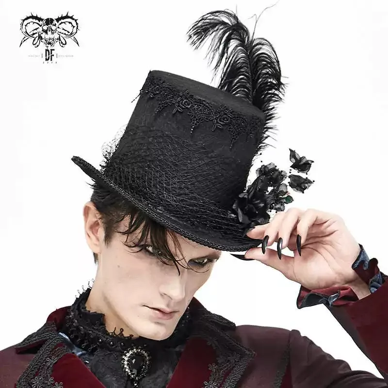 Devil Fashion Gothic Short Brim Top Hat Round Dome Hat Halloween Party Casual Women Men Cosplay Costume Headwear Accessory
