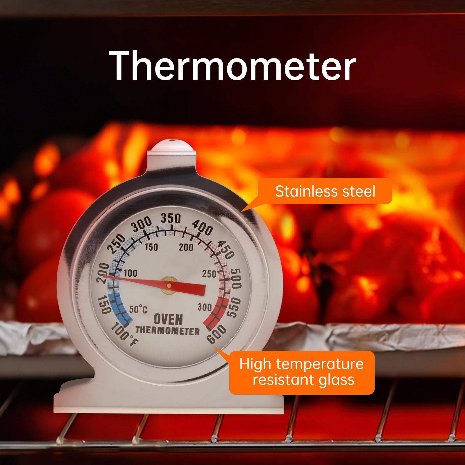 الفولاذ المقاوم للصدأ فرن تجهيزات المطابخ ميزان الحرارة المطبخ المنزل الطبخ ميزان حرارة صغير الشواء شواء مقياس درجة الحرارة 50-300C/100F-600F