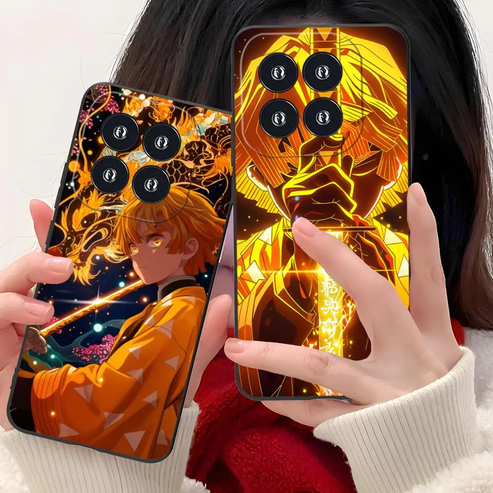 Demon Slayer Zenitsu Mobile Phone Case for Xiaomi 15 14 13 12 Mi 11 T Ultra Lite Pro S X 5G Colour Protective Cover Smartphone