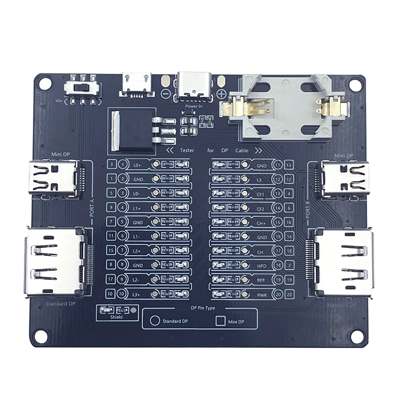 DP Cable Tester Board Data Wire Checker with Acrylic Case LED Indicator for Mini DisplayPort Cable / DisplayPort Data Cable Test