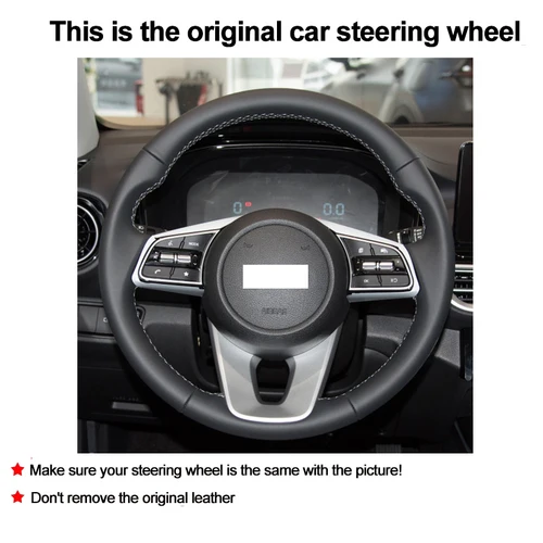 Imagen 2 del producto Cubierta para volante de coche, costura a mano, envoltura para Kia Seltos 2021 2022 2023 K3 2019-2023, trenza en el volante