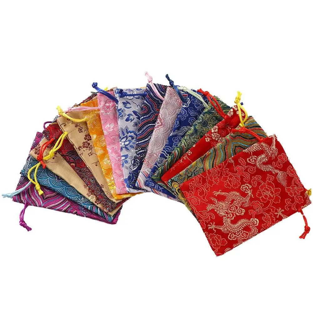 Tie Candy Party Drawstring Gift Embroidered Pouch Satin Storage Bag Jewelry Packaging Bag