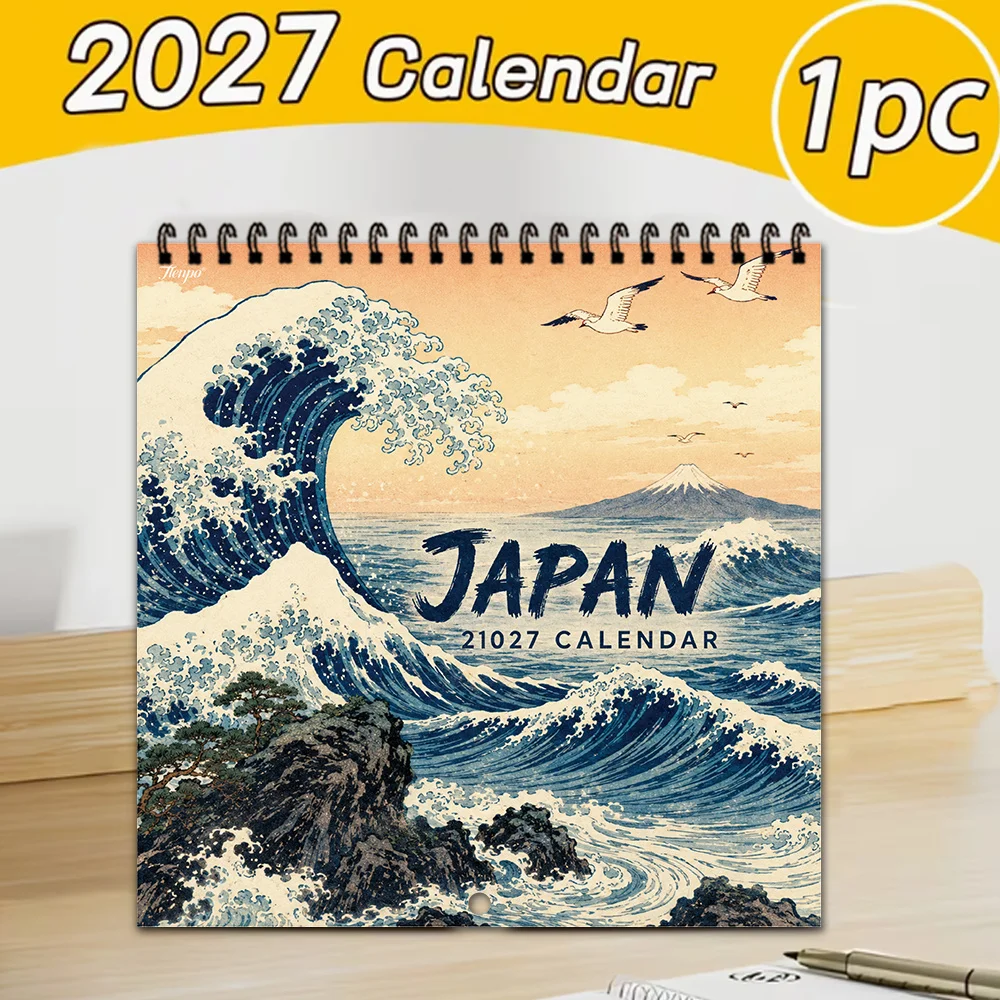 1pc 2027 Wall Calendar, Ukiyo-e Theme, 12-Month Monthly Planner, Perfect Gift For Back-to-School Season, Christmas, New Year