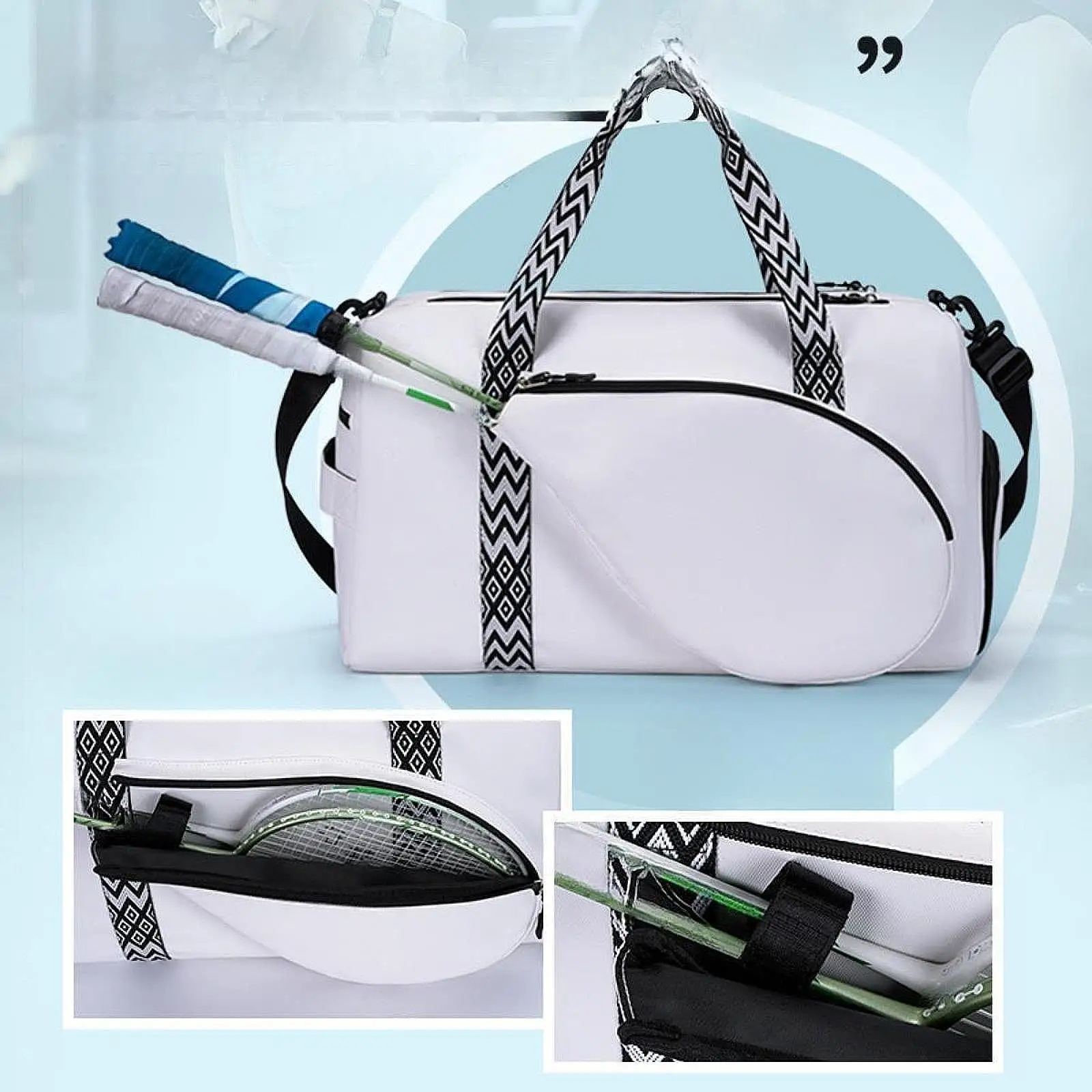 Pickleball Bag with Adjustable Strap Large Capacity Badminton Racket Bag Badminton Racket men women crossbody tote bag