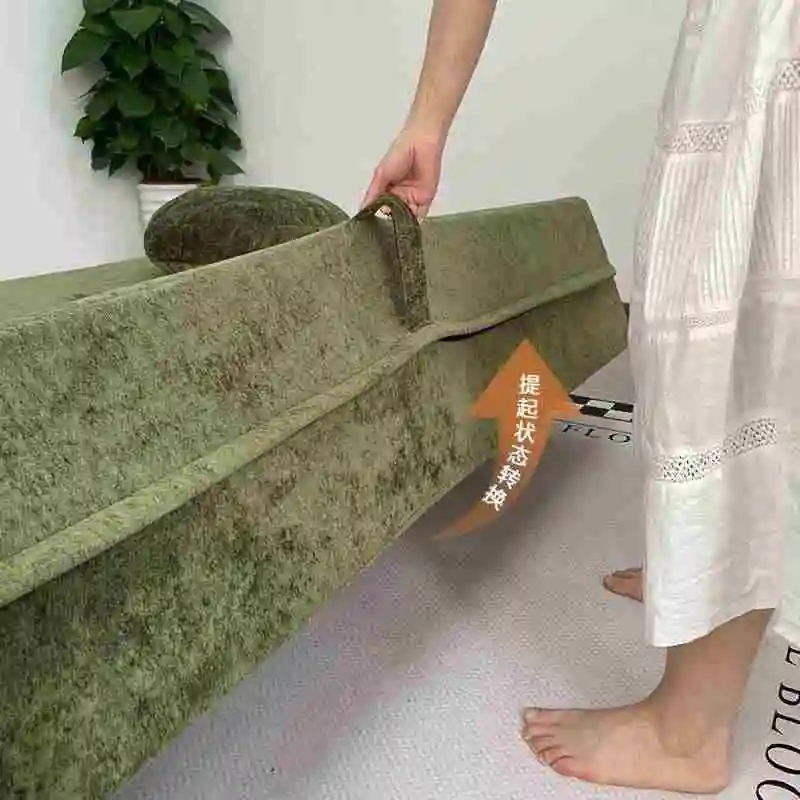 Tilt and fold-out compression sofa bed with removable covered wooden legs for villa bedroom and basement compression