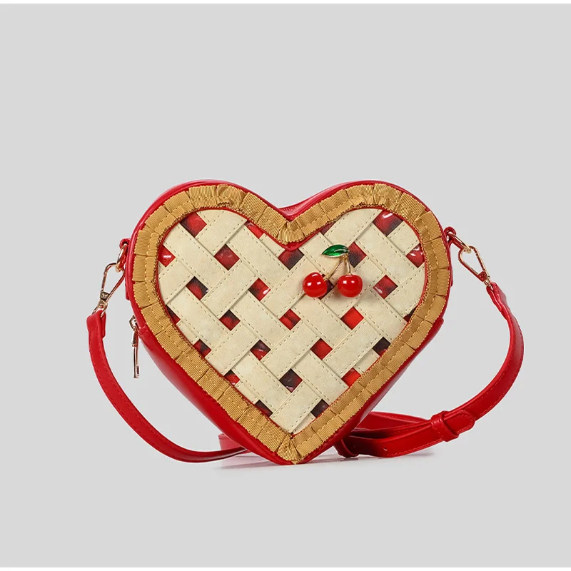 

Женская сумка через плечо с сердечком и вишней, креативная нишевая дизайнерская милая коробка для торта с героями мультфильмов, большая вместительная сумка для монет на молнии