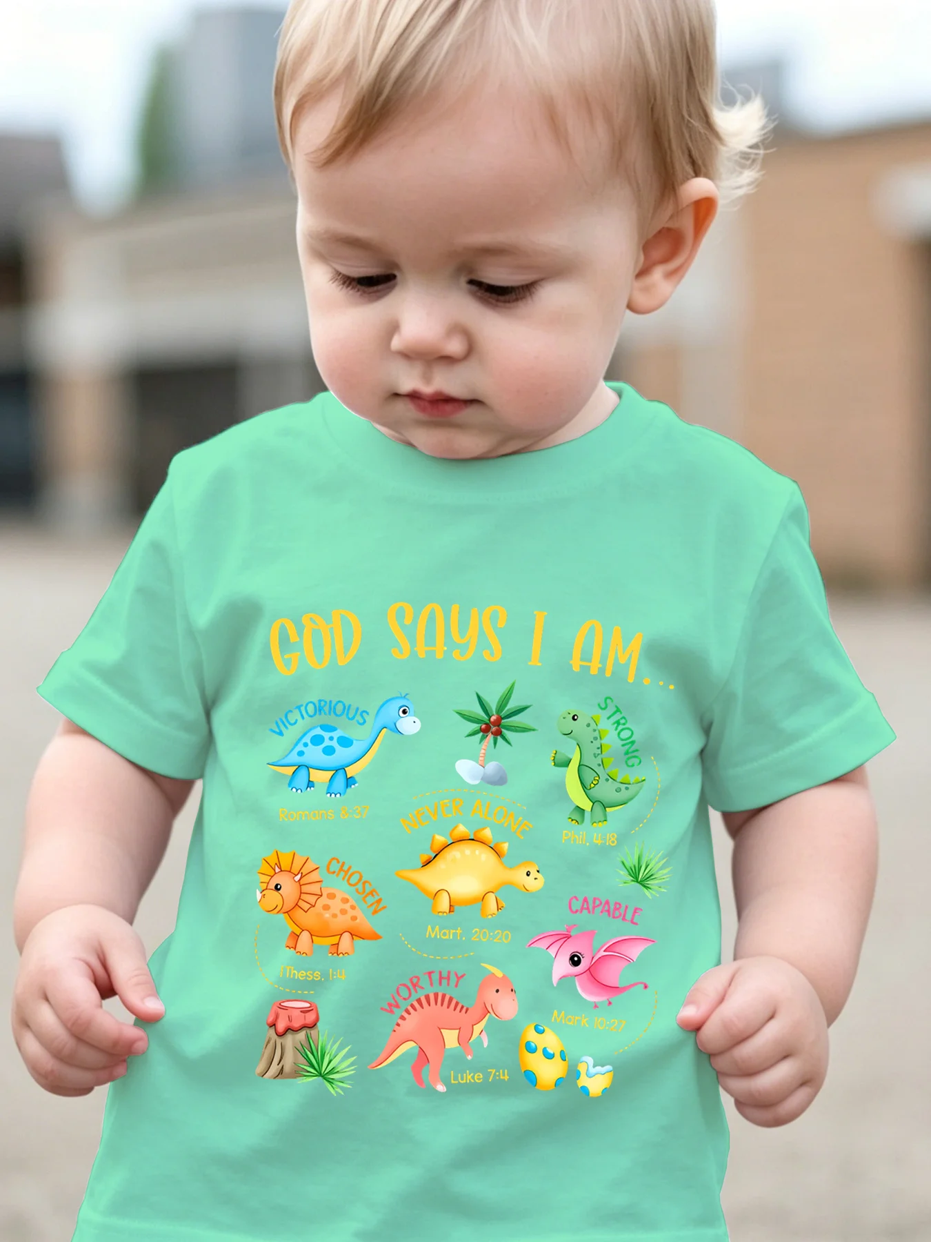 Chicfull Toddler Boys Girls T-Shirt Cute Cartoon Dinosaur Print Crew Neck Short Sleeve Spring Summer Casual Breathable Kids Gift