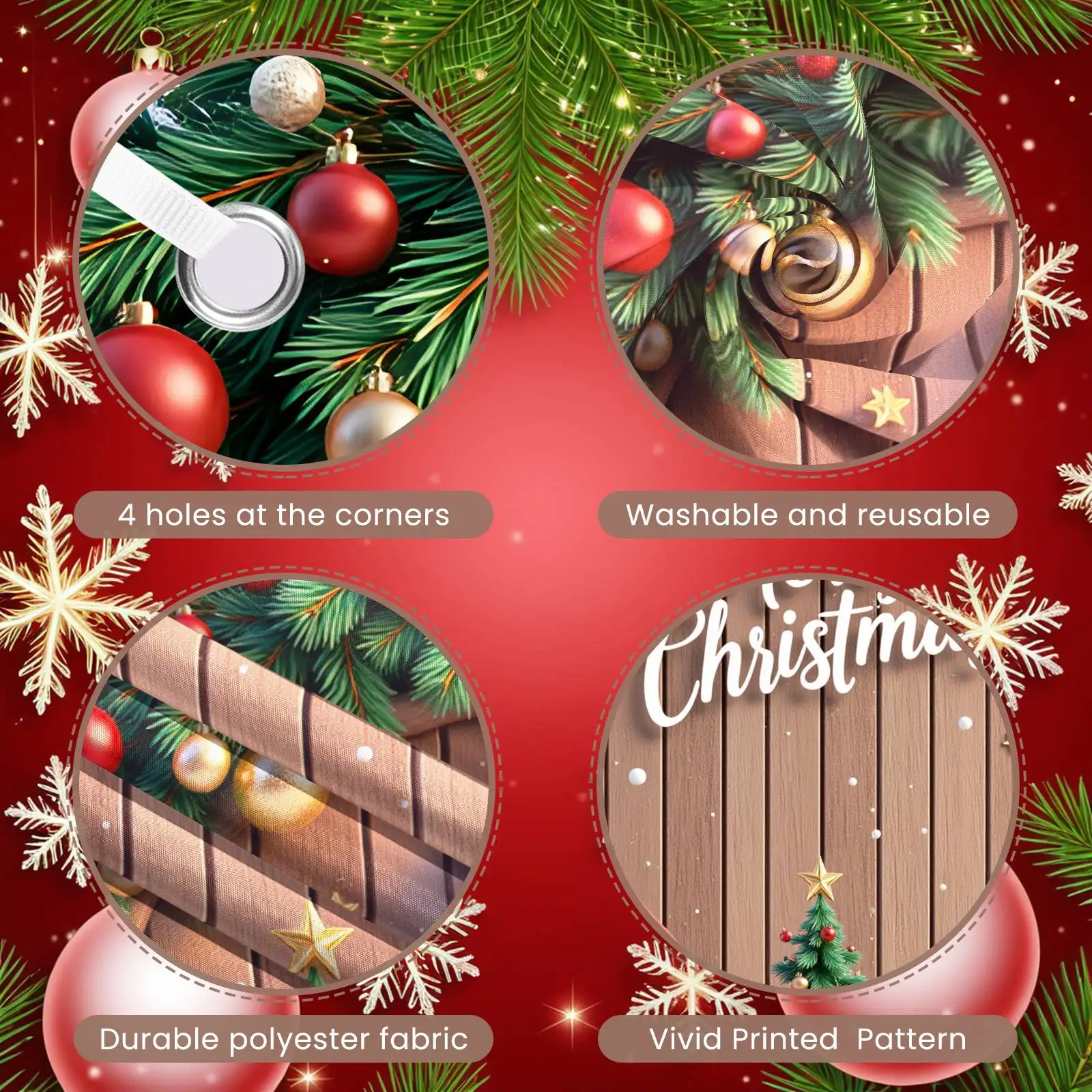 Winter Backdrop Snowflakes Christmas Banner Merry Christmas Backdrop Christmas Tree For Winter Gathering Xmas Event Festive