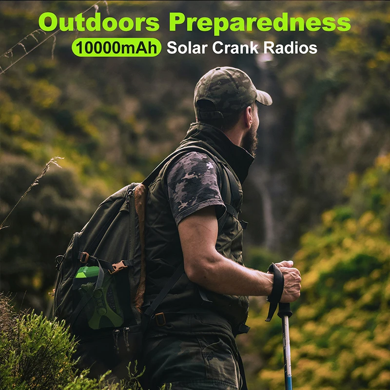 10000MAh Radio solare a manovella portatile AM FM SW NOAA Radio meteorologica con torcia a LED Caricatore del telefono Radio di emergenza esterna