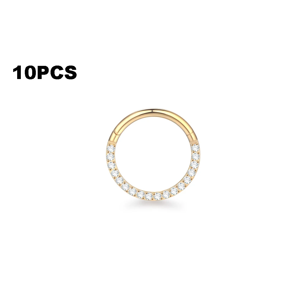 10 Stuks G23 Titanium Vrouwen Oorbellen Scharnierende Neus Ring Oor Tragus Kraakbeen Helix Segment Oor Neus Ring Piercing Sieraden