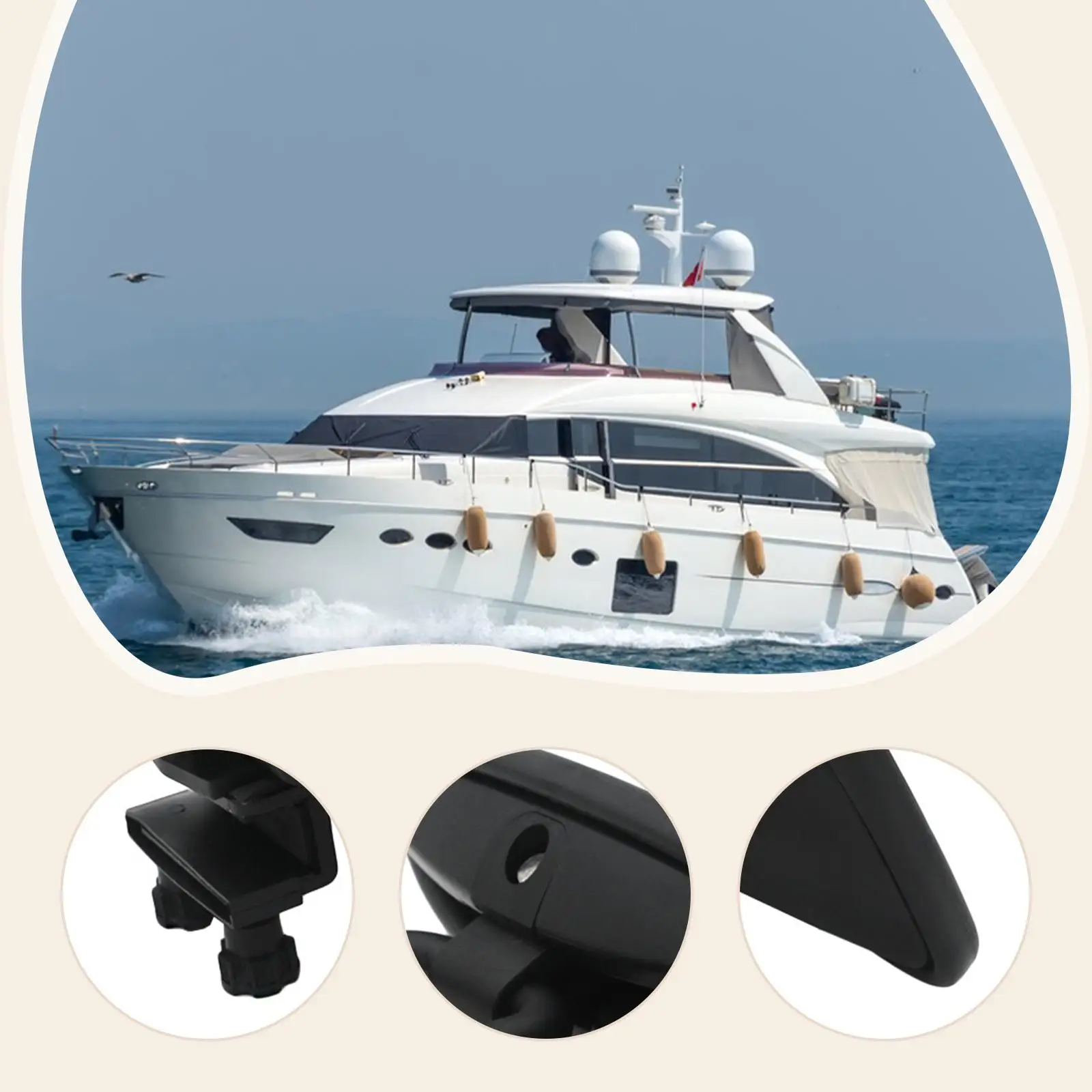 

Boat Rear View Mirror Universal Marine Accessory PP Glass Direct Replaces for Sailing Watercraft Navigation