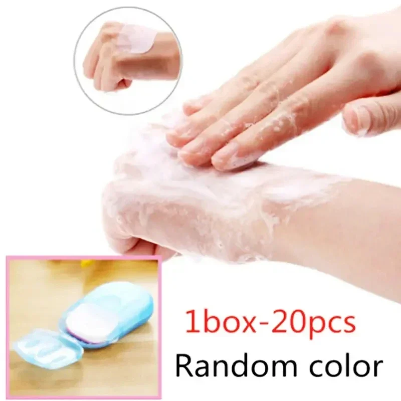 20PCS Travel Soap Paper Disposable Convenient Soap Paper Washing Hand Clean Scented Mini Slice Soaps Bathroom Accessories