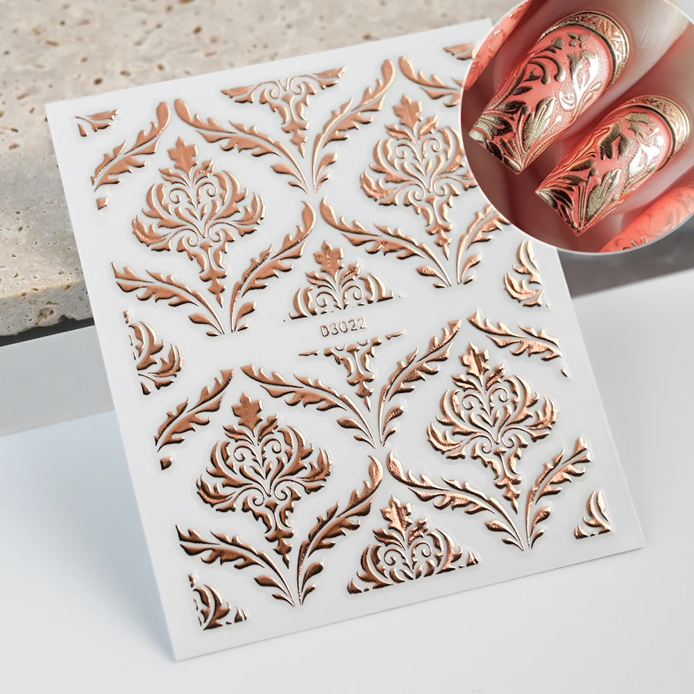 30pcs Gold Hollow Lace Flowers Nails Stickers Set Sexy Fishnet Mandala Pattern Nail Slider Decals DIY Manicure Charm Decorations