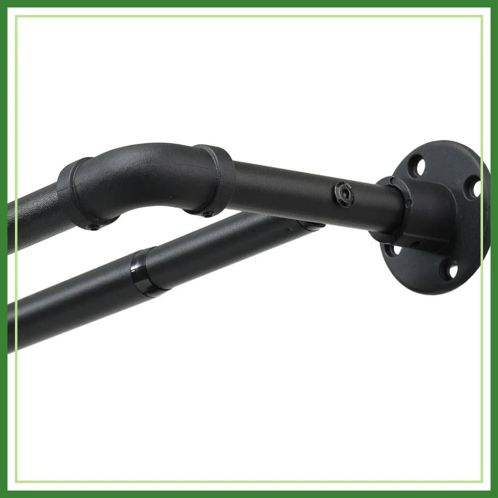 

Industrial Double Curtain Rod for Windows 31-137 Inch, Heavy Duty Wrap Around Dual Rods, Adjustable Telescoping for Living Room, Sliding Glass Door