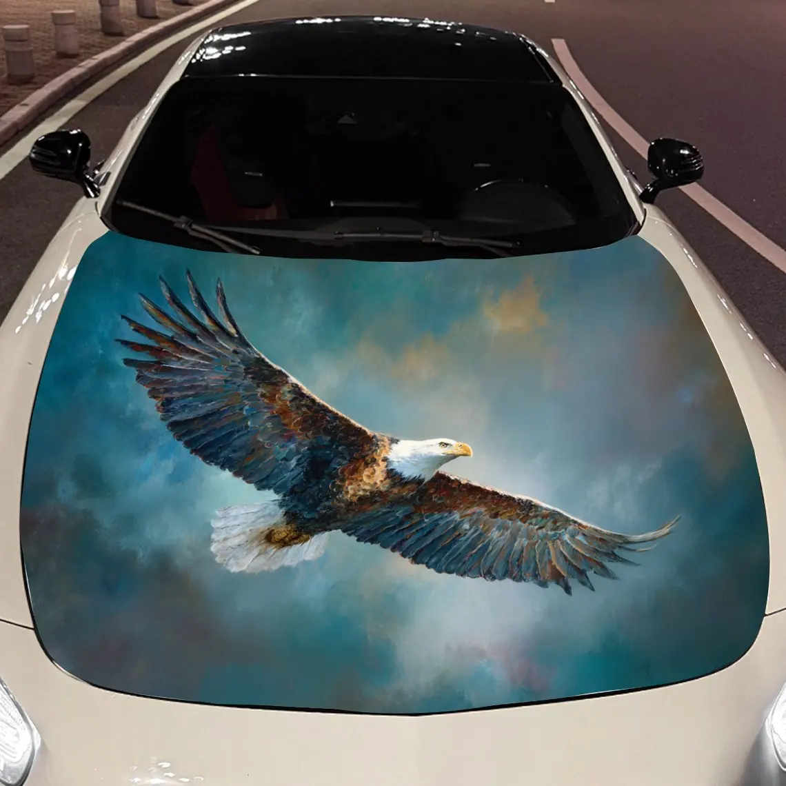

Car Decals Bald Eagle Soaring in a Colorful Sky Car Hood Sticker, Waterproof Self - Adhesive Vinyl Graphics Decals, Decorative P