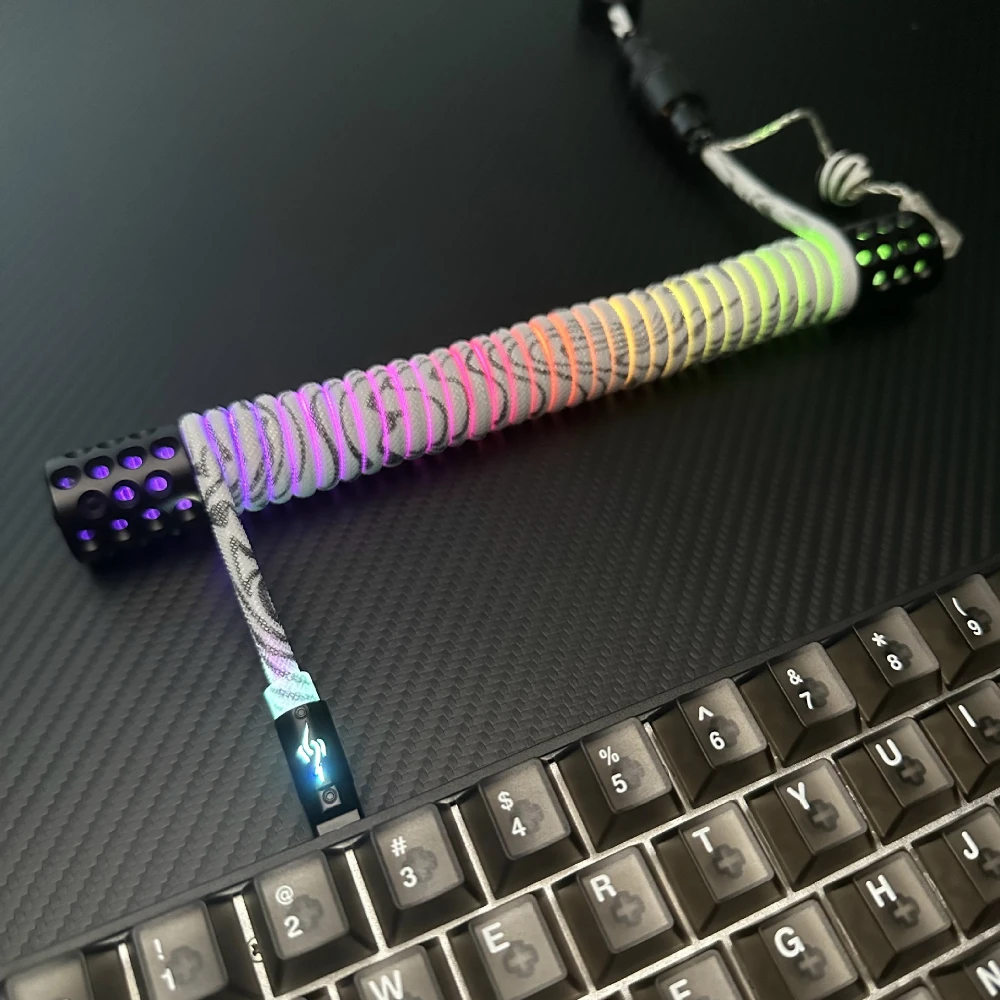 Keyboard Customized Spiral Coiled Cable Luminous Weight Rod Reel Aviation Plug-in Cable Supports Magnetic Axis Inductive 8K 16K