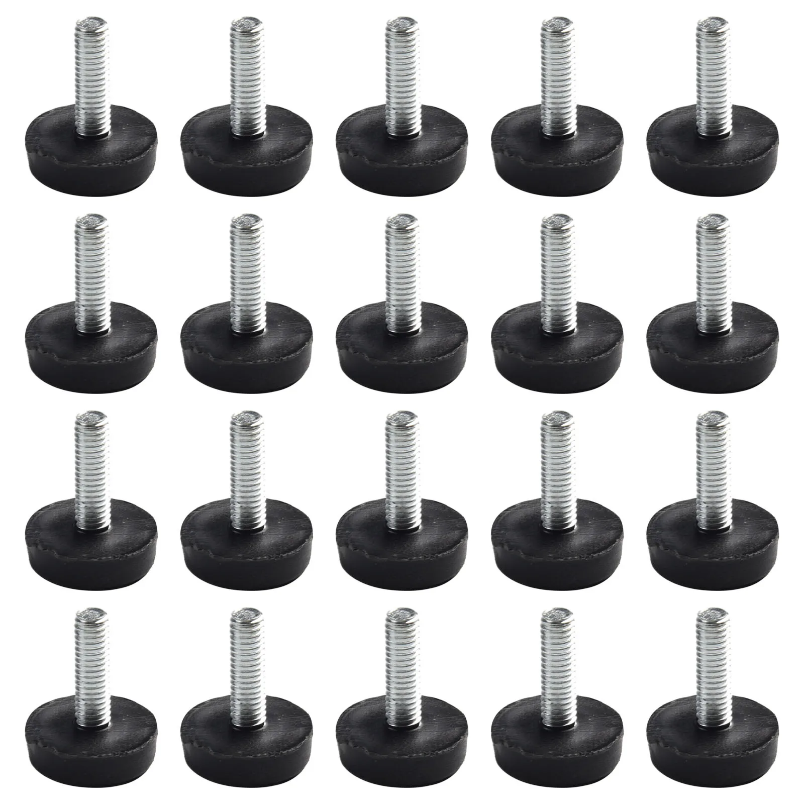 20Pcs Adjustable Galvanized Steel Furniture Legs Anti-slip Base Table Cabinet Leg Pad Feet Leveler M6 Screw Metal Furniture Foot