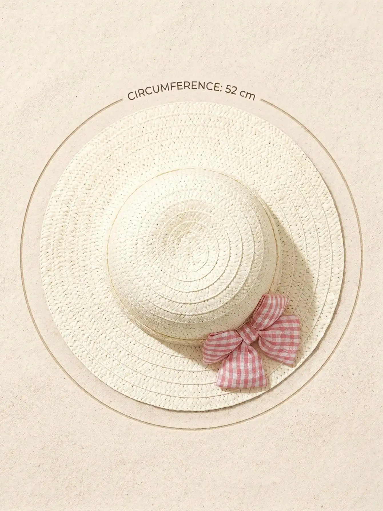 1Pc 1-5Y Toddler Girls Beige Plaid Bow Straw Hat Summer Baby Sun Woven Beach Outdoor Sport Hat