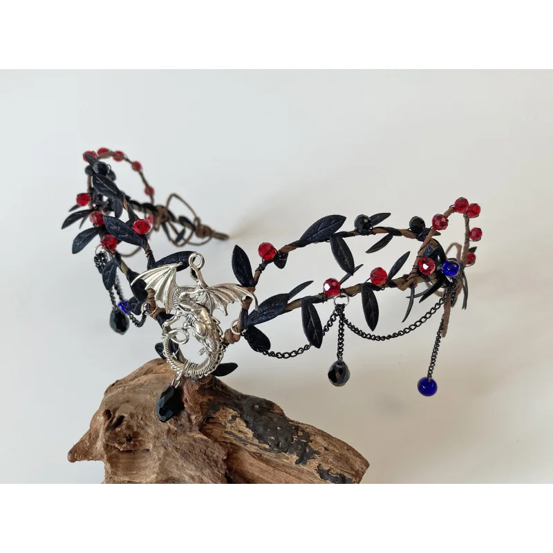 

Готический головной убор с изображением дракона – Мистическая ритуальная корона с пентаграммой для фэнтезийных церемоний