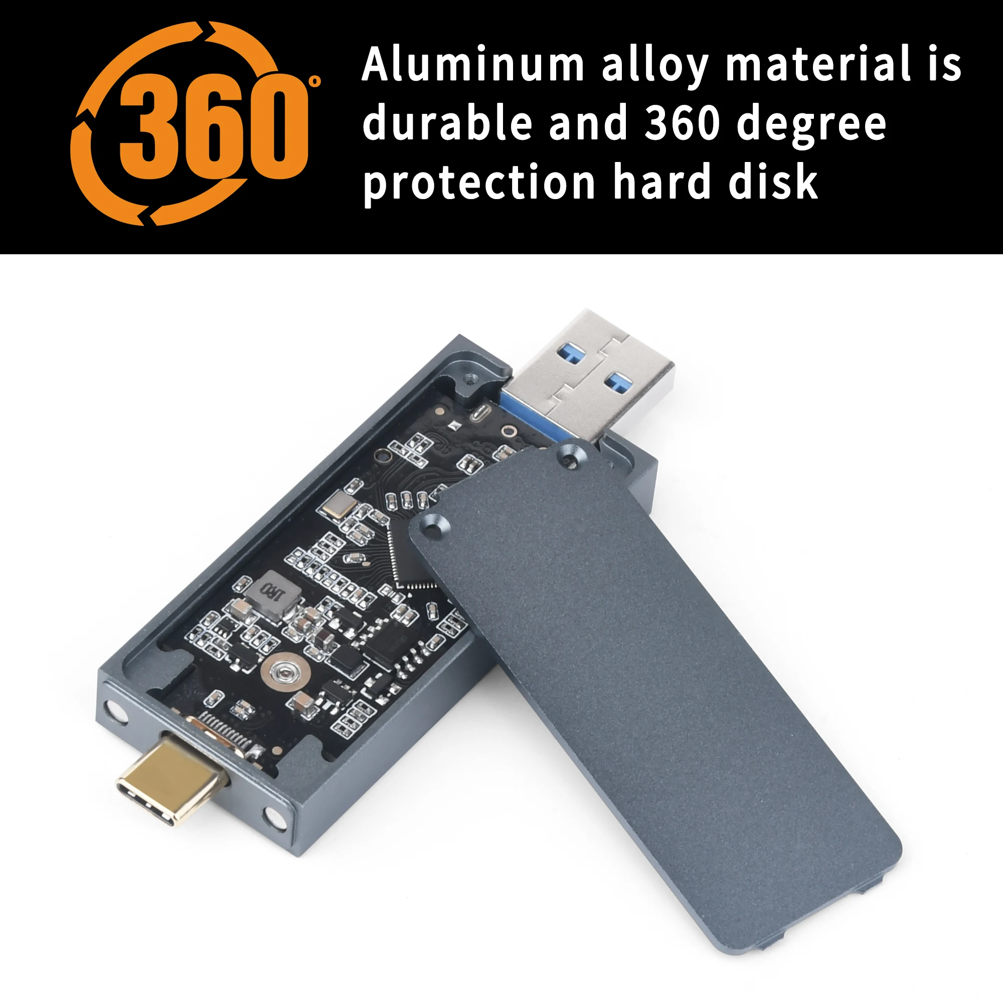 Direct-attach M.2 NVMe Enclosure USB-A ปลั๊ก USB 3.210Gbps In-line อลูมิเนียม 2230 SSD พร้อมแม่เหล็กป้องกันกรณีสําหรับโทรศัพท์