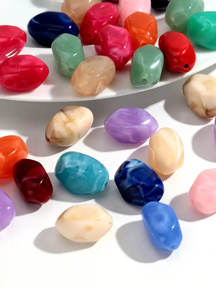 10 stks Marmer Kleur Acryl 17x27mm Imitatie Steen Vorm Losse Spacer Kralen voor DIY Sieraden Armband Ketting ambachten Accessoires - afbeelding 2